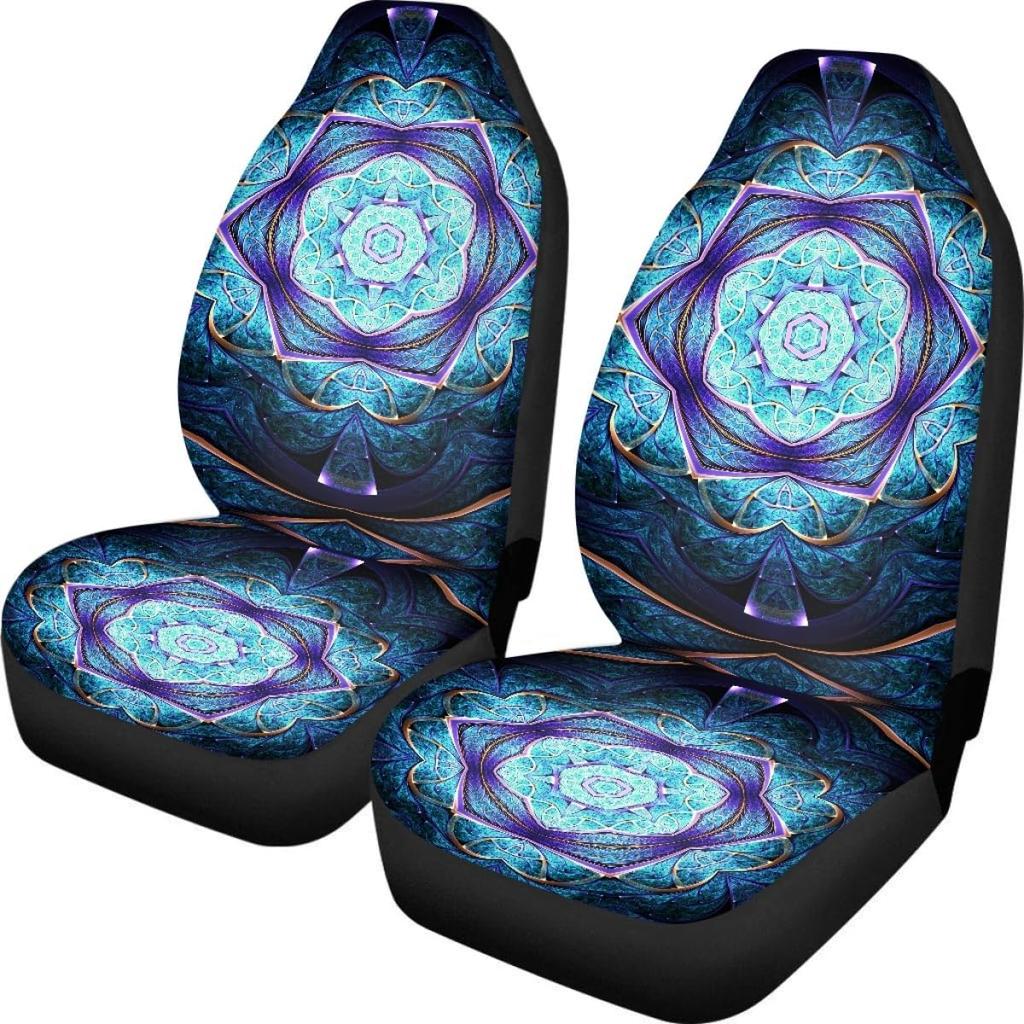 Pehede Car Seat Cover Moon Stars Planet Front for Cars, Easy To Tall Cover Set, Accessories Auto Trucks Van SUV,2 Packs