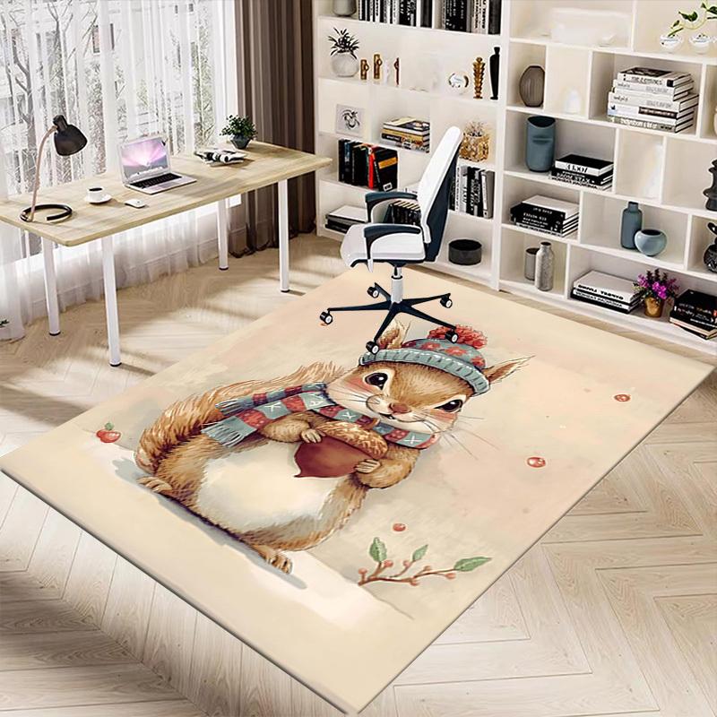 1PC squirrel winter Extra Large Non Slip Floor carpet, Office, family, bedroom, Studio   Large Area Rug Indoor Rugs, , Vibrant Colors
