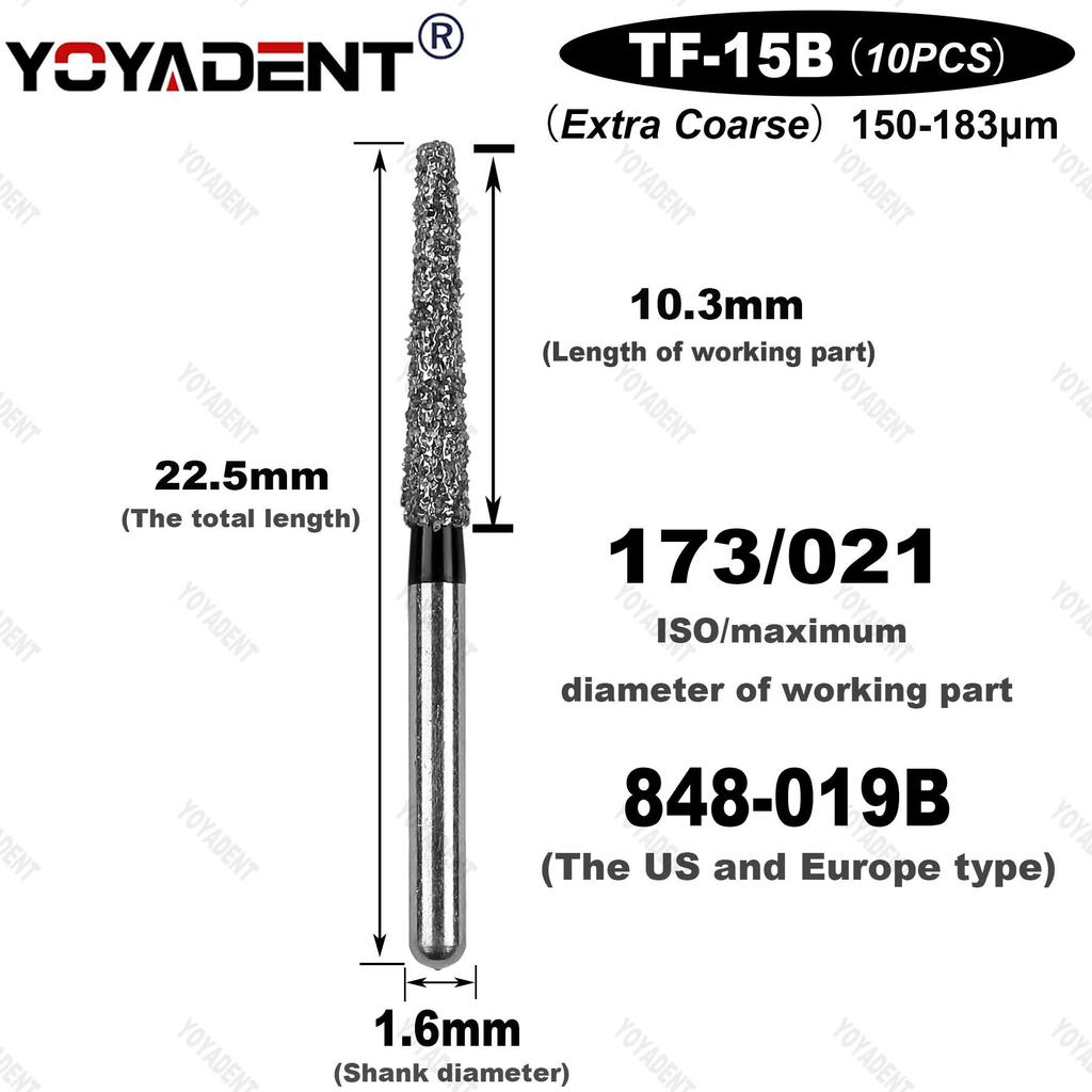 TF Type Extra Coarse Dental Bur Diamond Burs Dentistry Drills Dia.1.6mm For High Speed Turbines Dentist Grinding Tool 10pcs/Pack