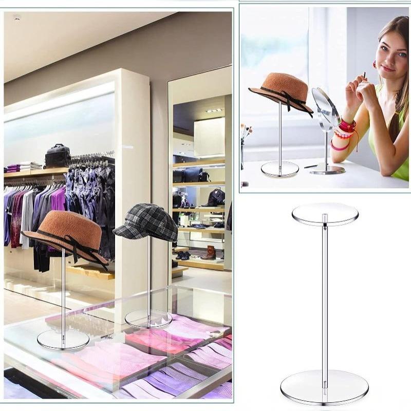 Acrylic Cap Display Stand Transparent Multi-use Wig Hat Riser Bracket for Retail Store Home Salon Organization