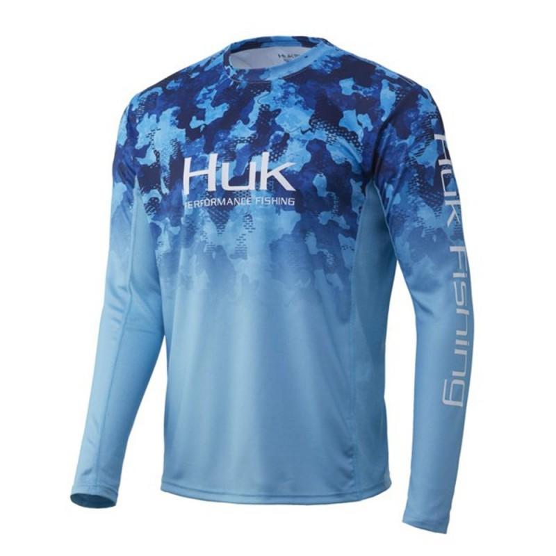 

Anti-ultraviolet HUK Long-sleeved Round-neck Fishing Suit Outdoor Quick-drying Light Breathable T-shirt 6XL