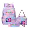 3Pcs/Sets Mochila Backpack Colorful Schoolbag Pencil Case Lunch Bag for Students School Bags Pen Bags