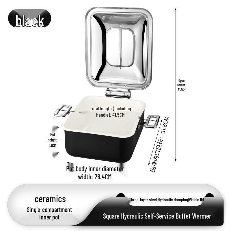 Double-Compartment Rectangle Ceramic Buffet Warmer Pot