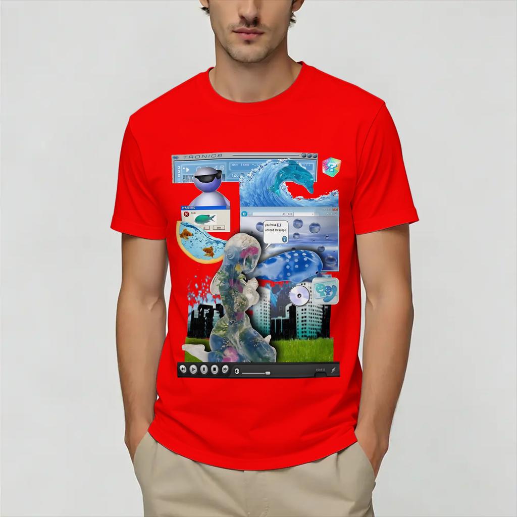 Frutiger Aero World Vaporwave T Shirt Unisexs Cotton Awesome TShirts Crew Neck Tees Short Sleeve Clothes Adult