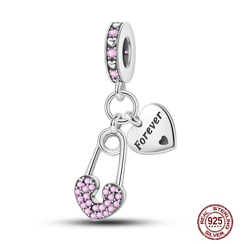 Pink Purple Series Charms Copper Murano Glass Butterfly Animal Paw Print Clasp Charm Beads Fit Original Bracelet Diy Jewelry