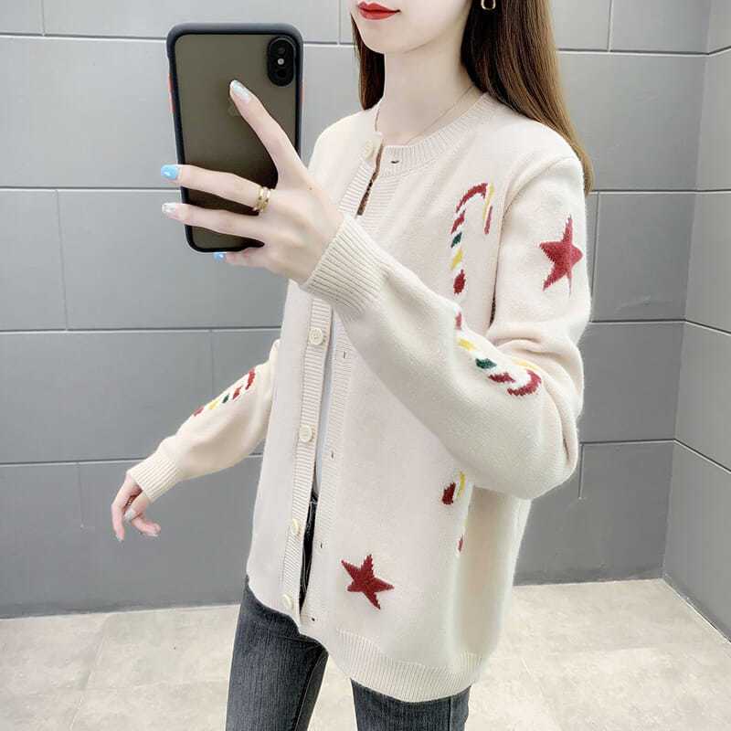Women's Sweater Cardigans Spring Solid Sweater Coat Chic Korean Style Casual Cardigans Sweater