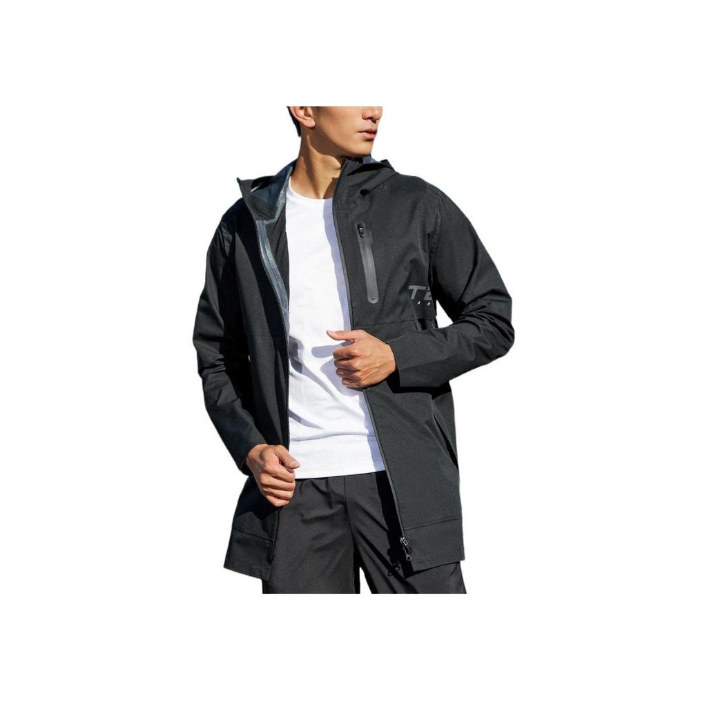 Anta Giacca a vento da uomo con cappuccio in tessuto liscio resistente all'acqua 952217602-3