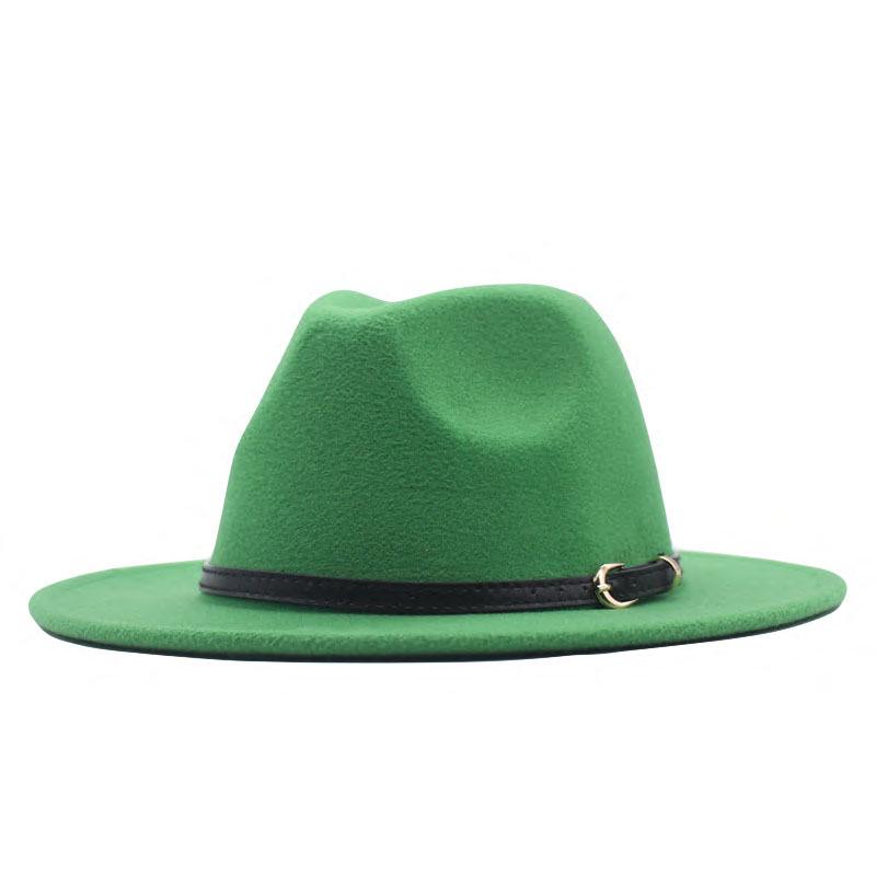 Women's Wool Fedora Hat with Flat Brim - Autumn/Winter Accessory in Solid Black Jazz Style