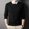 Men Thickened Long Sleeve Fake Two Piece V Neck Knit Sweater Casual Pullover Bottoming Shirt