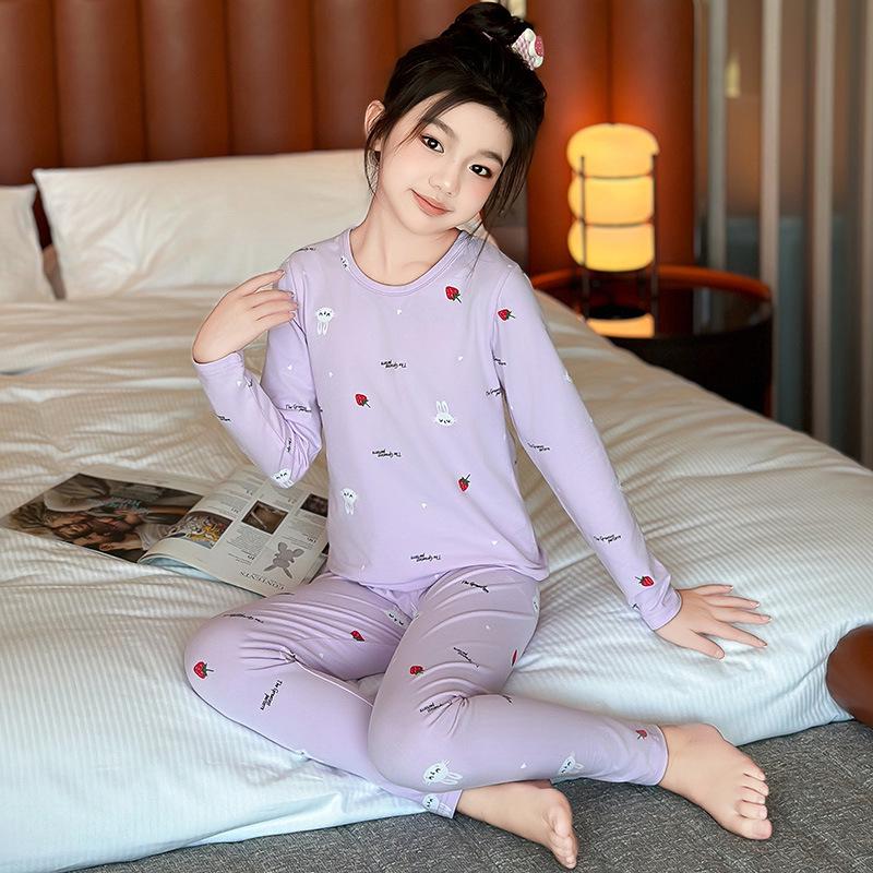 

Girls Autumn & Winter Underwear Set - 2025 New Style Warm Pajamas for Middle & Big Kids 170cm