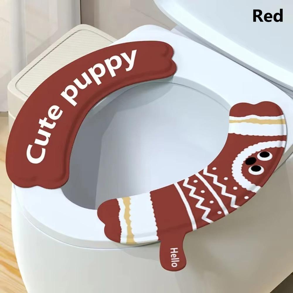 2Pcs/set Durable Reusable Toilet Mat Universal Waterproof Toilet Sticker with Handle Cartoon Adhesive Toilet Seat Covers