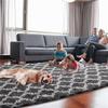 Area Rug Extra Soft Rugs for Living Room, High Pile Indoor Carpet for Bedroom, Playroom, Nursery, Home Decor, Geometric, Dark Grey/White