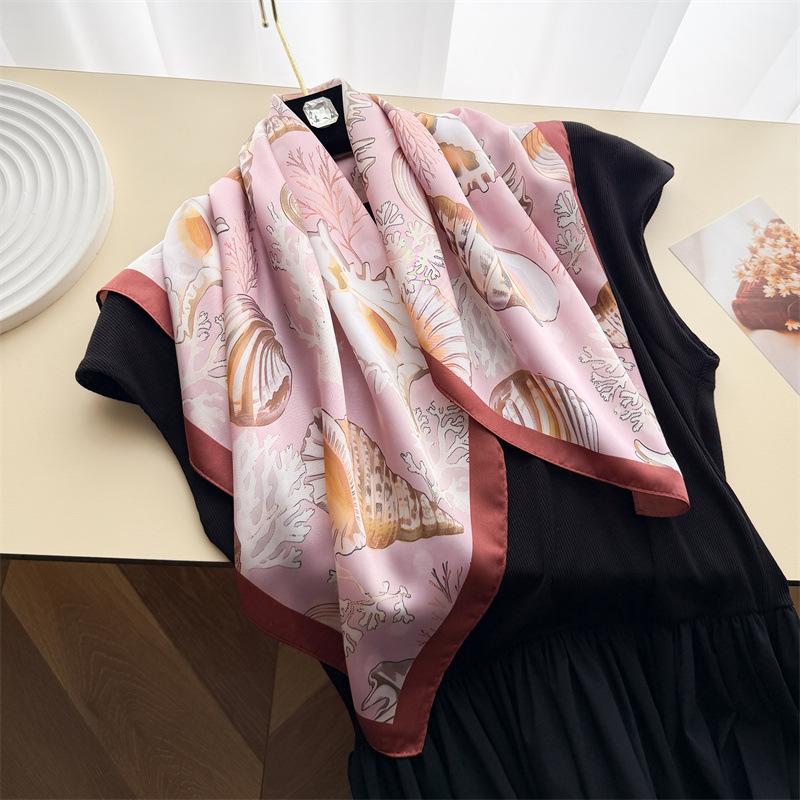 Holiday refreshing simulation silk printing silk scarf small square scarf high-end shawl sunscreen neck scarf headscarf scarf new