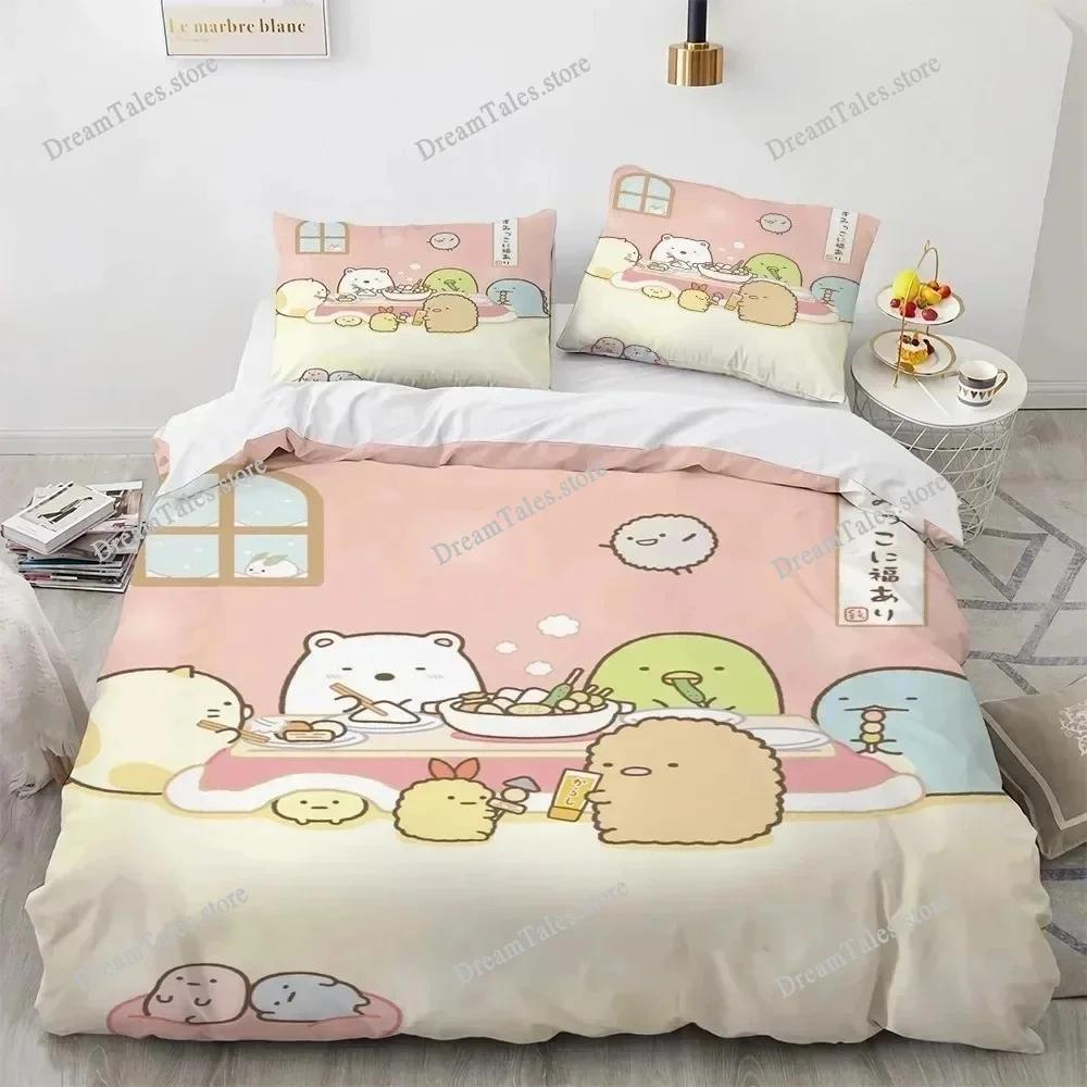 3D Anime Kawaii Cartoon Sumikko Gurashi Bedding Set Double Twin King Duvet Cover Comforter Pillowcase Boys Girls Adults Bedroom7