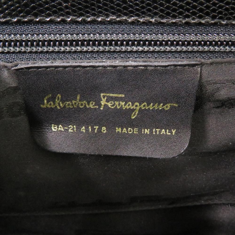 Used AUTHENTIC Salvatore Ferragamo BA214178 2WAY Vara ribbon Hand Bag Black Leather