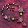 Natural Kingman Pink Dahlia Turquoise Necklace Adjustable Chain Necklace Copper Wire Wrapped Necklace