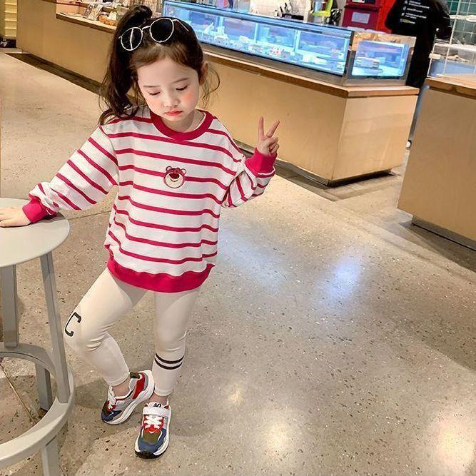 Girls Korean Cartoon Bear Sweatshirt Spring Autumn Long Sleeve Top Cute Casual Pullover