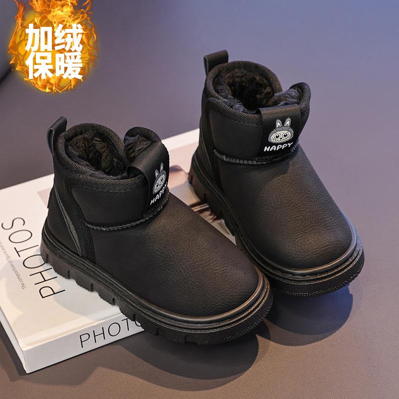 Children's snow boots 2025 winter new boys' velvet thickened waterproof cotton boots versatile girls' warm big cotton shoes