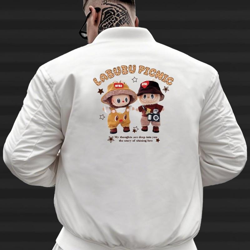 Classic Letter Print for Daily Wear Varsity Baseball Jacket XXL белый