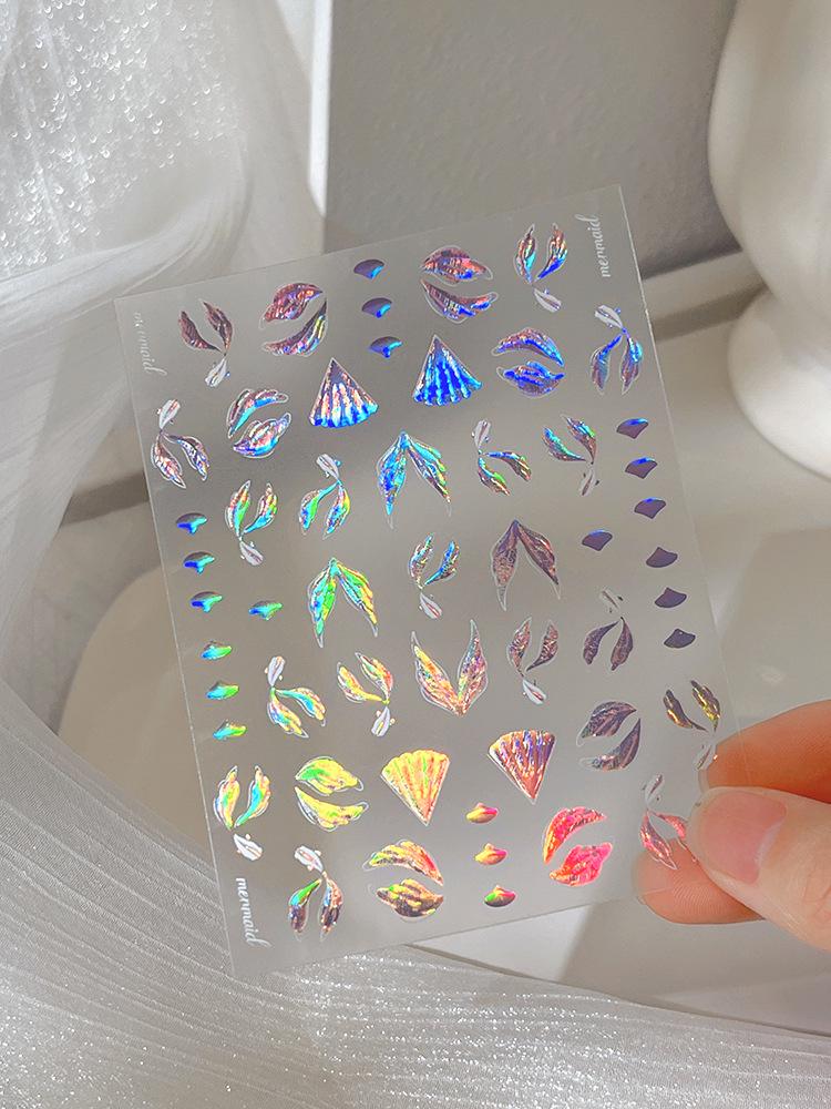 

YITU Лазерные наклейки для ногтей «Рыбий хвост» с клеем - Ослепительный стиль легкой роскоши YT4539