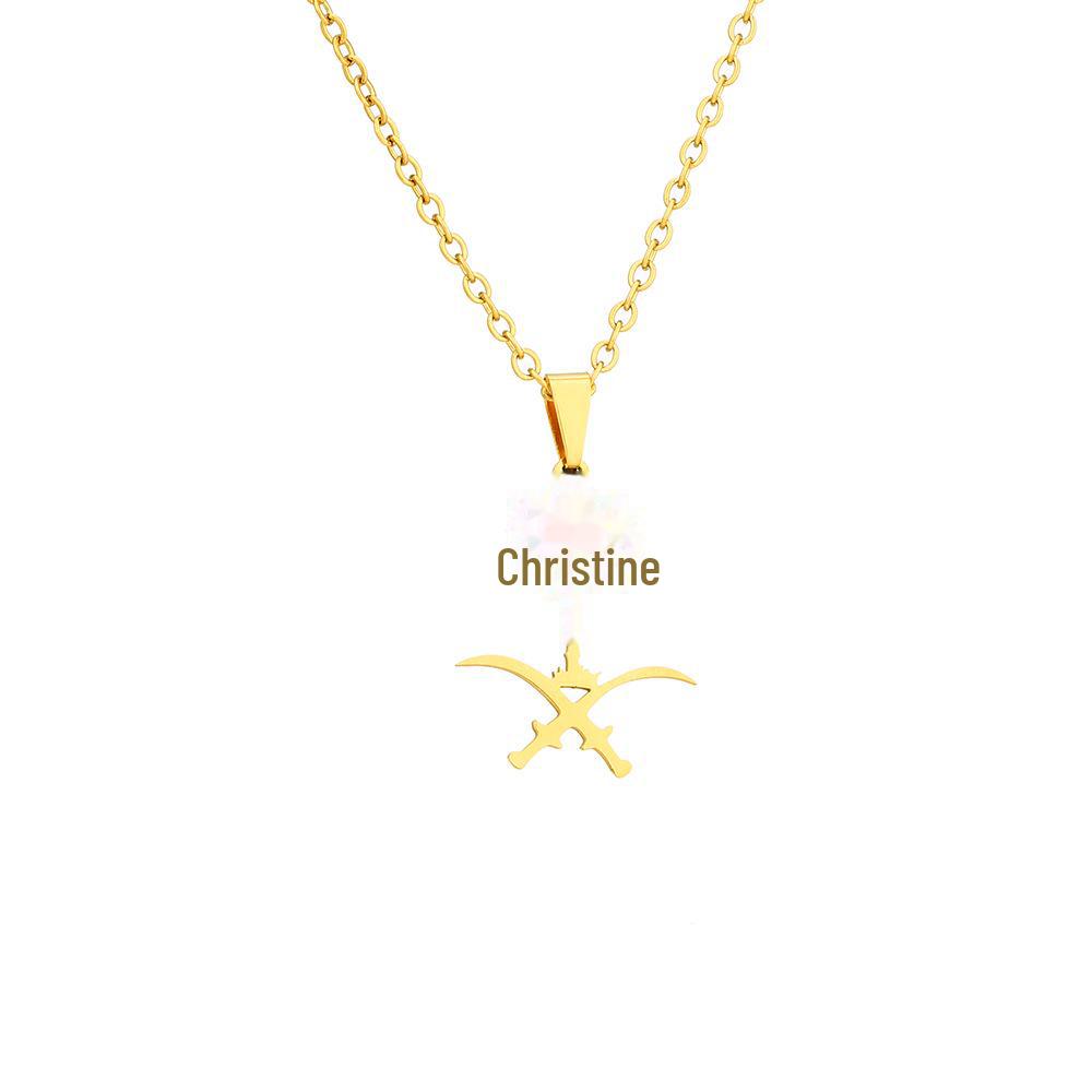 Halsband med emblem från Saudiarabien för par i rostfritt stål - Unisex etnisk stil modesmycken