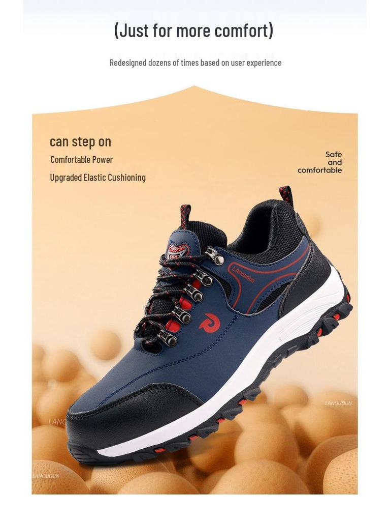 Blue Gull Shield Men's Steel Toe Safety Shoes: Anti-smash, Puncture-resistant, Wear-resistant, Anti-slip, Comfortable Labor Protection Footwear.
