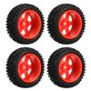 4PCS RC Rubber Tyre 12mm Hex Wheel Rims Rubber Tires Set RC Upgrade Replacement Tyres for 1/16 Scale RC Car Red