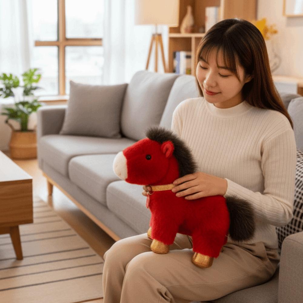 Soft Stuffed Horse Doll 25cm Zodiac Pony Figurine Good Luck Horse Plush Doll Home