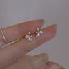Real  Sterling Silver Full Zircon Mini Flower Stud Earrings for Women Minimalist Fine  Cute Plant Accessories