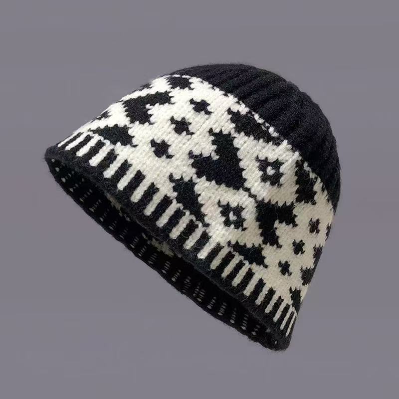 Bärenmütze Damen Herbst und Winter niedliche vielseitige Wollmütze süß und niedlich Gesicht kleiner Gehörschutz Strickmütze Winter