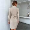 Autumn 2025 Versatile Solid Color Lapel Shirt Dress - Long Sleeve