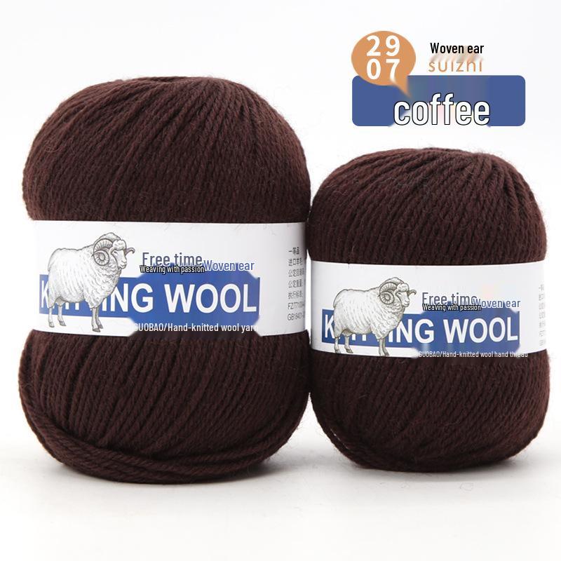 Wool Yarn Hand-Knitted Sweater Scarf Hat - Pure Color Four-Strand Yarn Ball