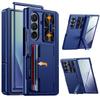 For Samsung Galaxy Z Fold 7 Case RFID Wallet with Cards Holder[Kickstand][Camera Cover] Shockproof Silicone Protective Phone Case-Blue