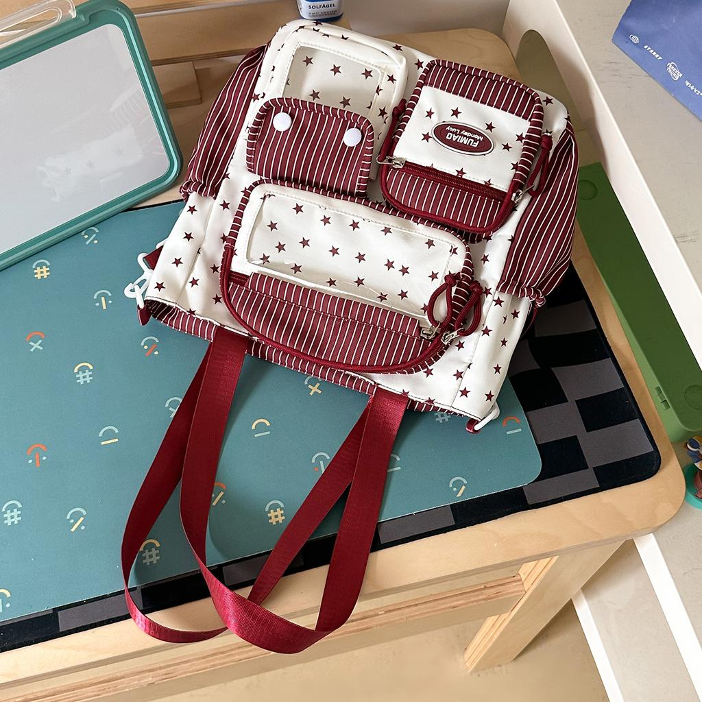 Schoolbag New Schoolbag Female Japanese Ins Cute Dopamine Contrasting Color College Style Primary and Secondary School Students Multi-compartment 