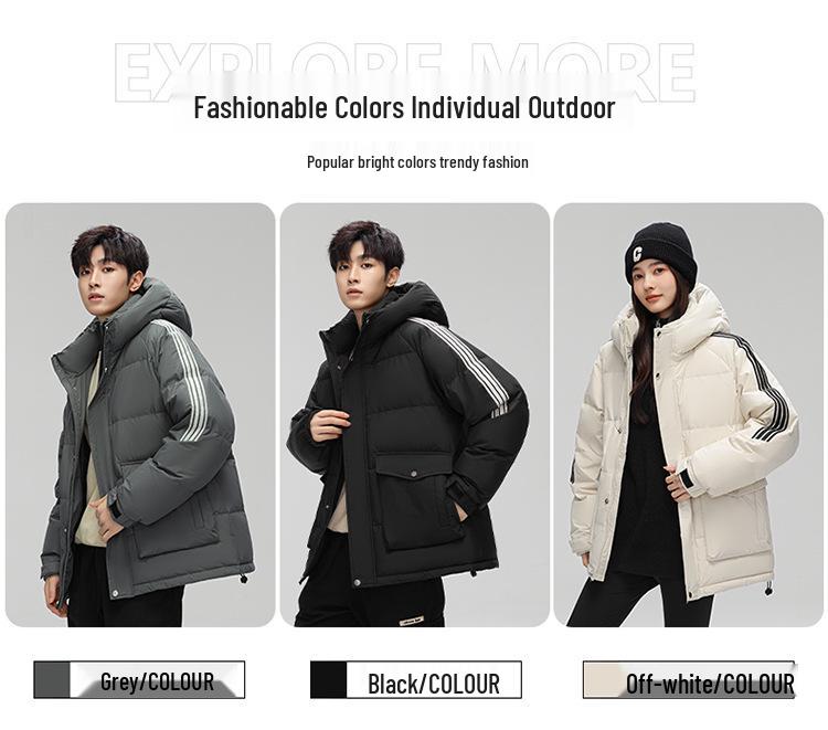 Unisex Hooded Workwear Down Jacket - Thick, Winter-Ready, 90% White Duck Down