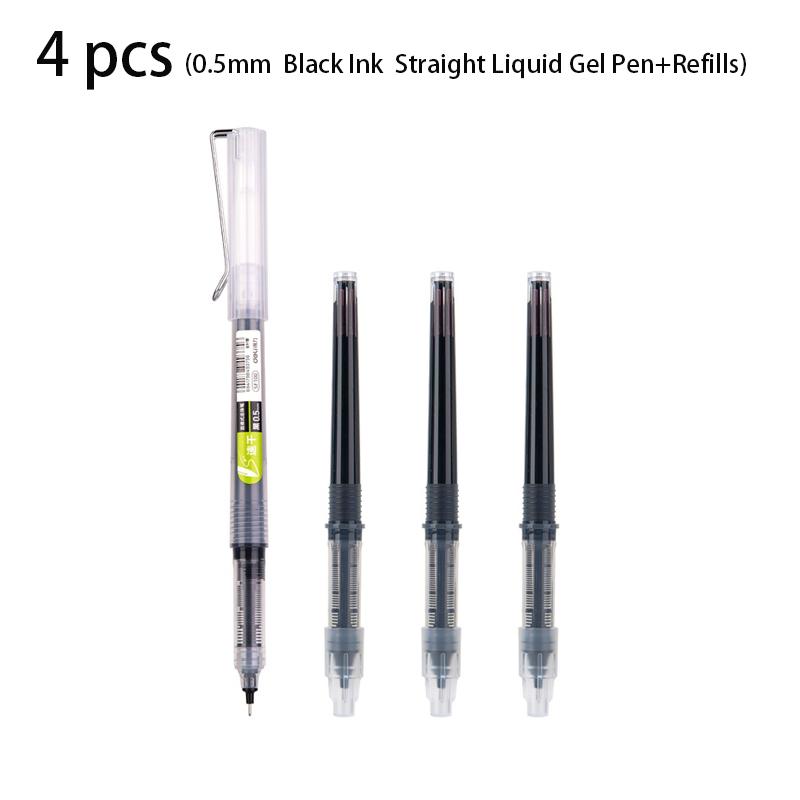 

Deli 4pcs/5pcs 0.5mm Quick-drying Black Ink Straight Liquid Gel Pen Refill Stationery Student Supplies Gift Office Supplies black