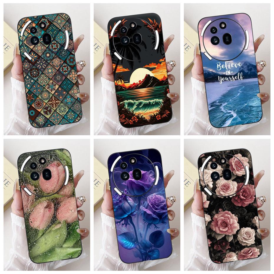 Beautiful Floral Painting Phone Case For Nothing Phone (3a) Pro Black Silicone Soft Cover For Nothing Phone3a 3a Pro Bumpers