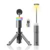 Portable Rechargeable Spotlight: Multifunctional, Dimmable, Retractable, with Remote and Four-Color Ambient Light.