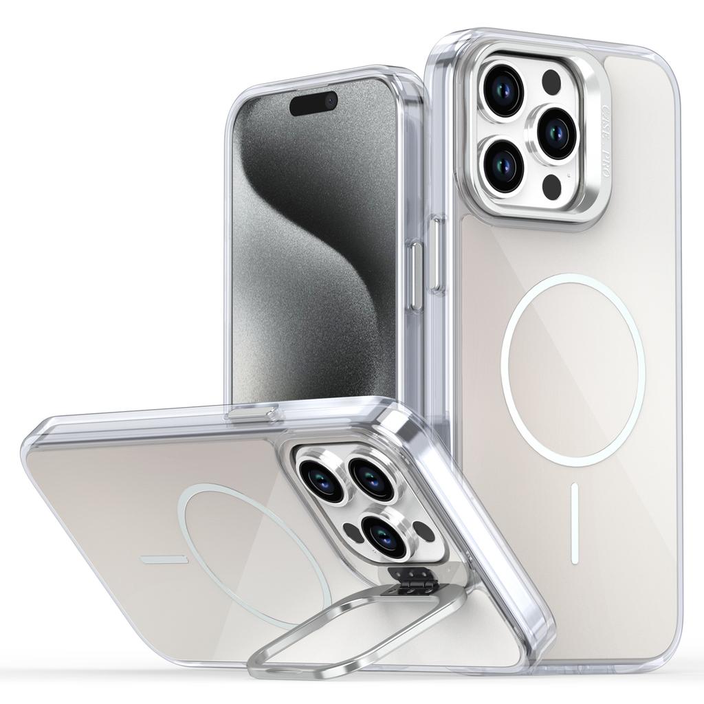 For iPhone 15 Pro Max Case Compatible with MagSafe TPU + Acrylic Gradient Phone Cover with Kickstand