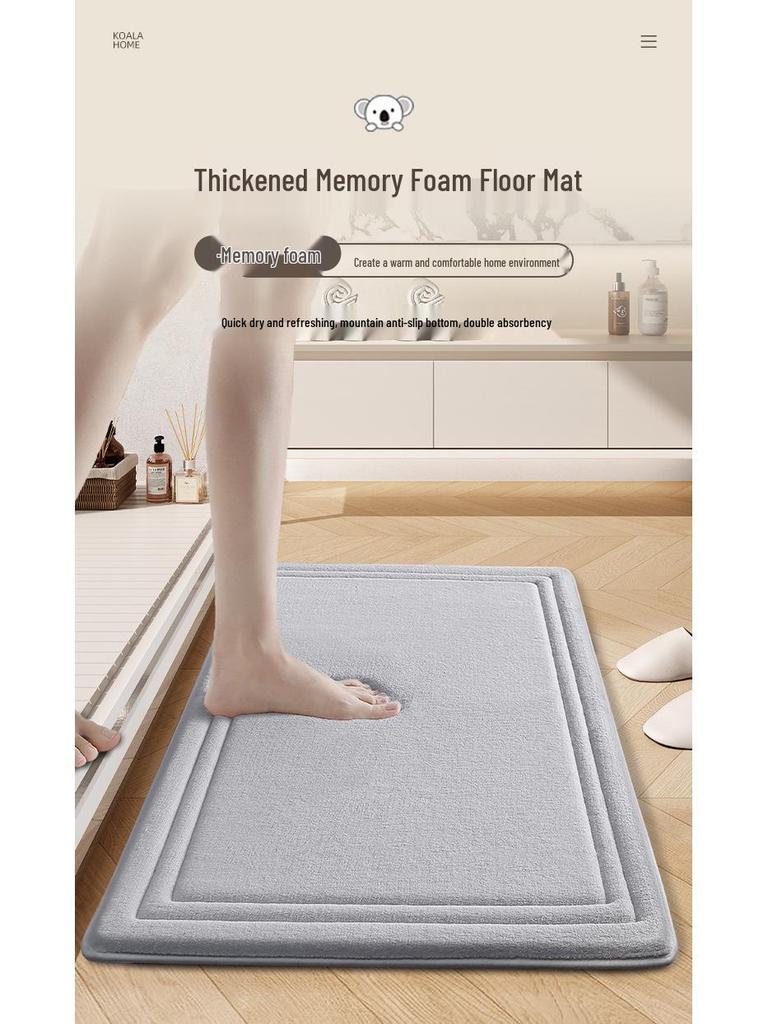 Enhanced Memory Foam Non-slip Bathroom Mat - Absorbent, Machine Washable Toilet Floor Rug