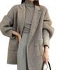 2025 Herbst/Winter Hepburn-Stil Damen Wollmantel in Midilänge - Vielseitig & Locker Koreanische Mode