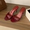 High-heeled Round Head Simple 2025 Summer New Pointed Open-toed Stiletto One-word Slippers Wear Fashionable Versatile Sandals