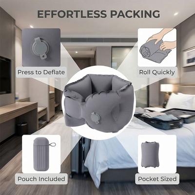 Breathable U-shaped Neck Pillow Comfortable Easy To Carry Inflatable Travel Pillow with Storage Box Soft Ring Neck Pillow Travel