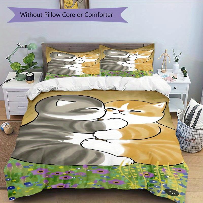 3pcs Cat Hug Bedding Set, Breathable and Soft, Suitable for All Seasons, Ideal for Home Use, Suitable for Bedroom Decor 21167
