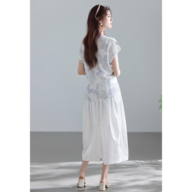 VICTORIA&VERA Sheer Butterfly Tie-Dye Knit T-shirt