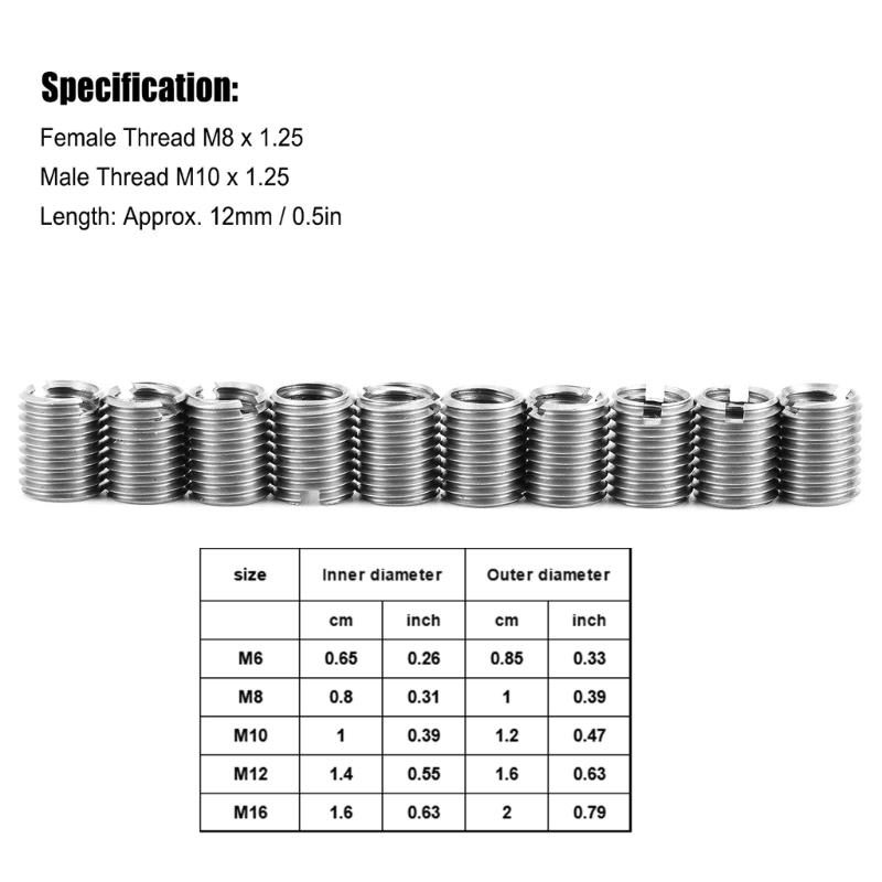 10Pcs Insert Nut Sleeve 2-M16 Inside Outside Thread Adapter Screw Nut Insert Sleeve Converter Nut Coupler Enduring