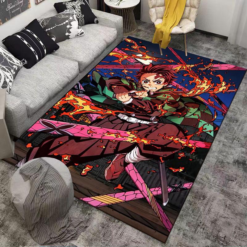 Anime Fiery Warrior Designed floor mat, suitable as a non-slip mat for the living room or bedroom sofa
