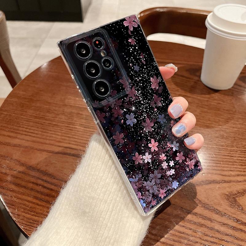 Cherry Blossom Pattern Phone Case For Samsung Galaxy S26 S25 S24 S23 Ultra S22 Plus S24 S21 FE S25 Edge Transparent Soft Cover