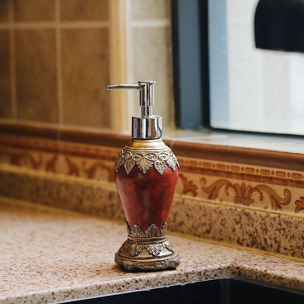 Anti-slip Liquid Hand Lotion Bottle Proof Pump Hand Soap Jar Retro Agate Soap Dispenser  Kitchen
