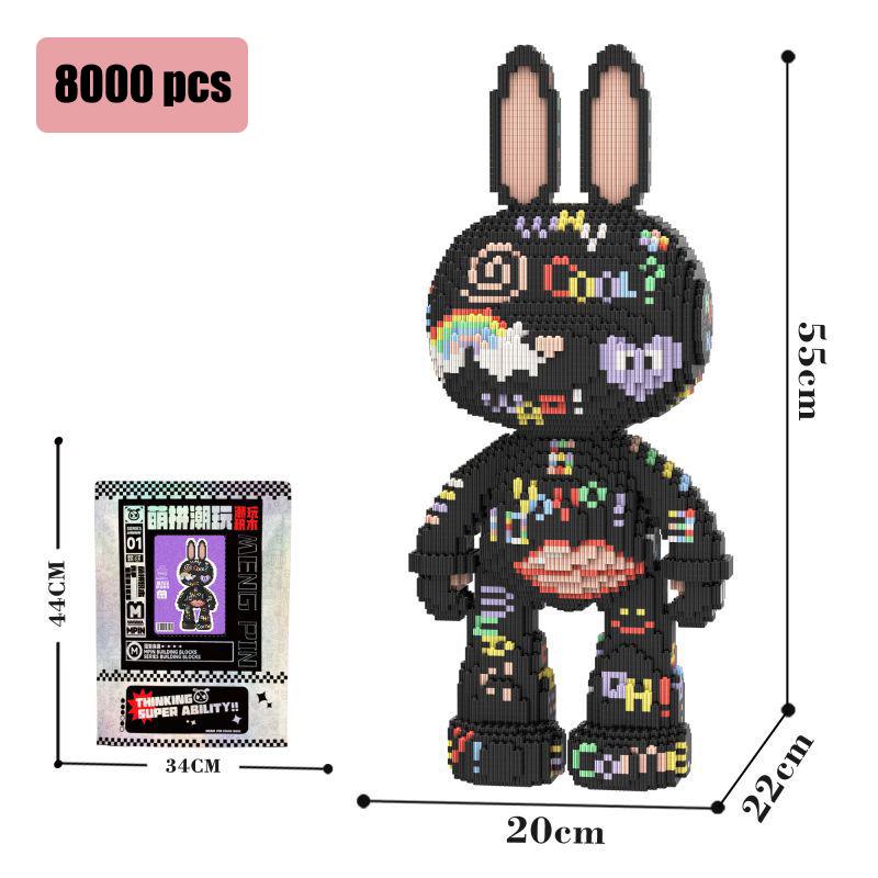 Hot 8000Pcs Diamond Particles Assembling Rabbits,Puzzle Building Blocks Toys Boys And Girls Christamx Gift Home Ornament 55Cm